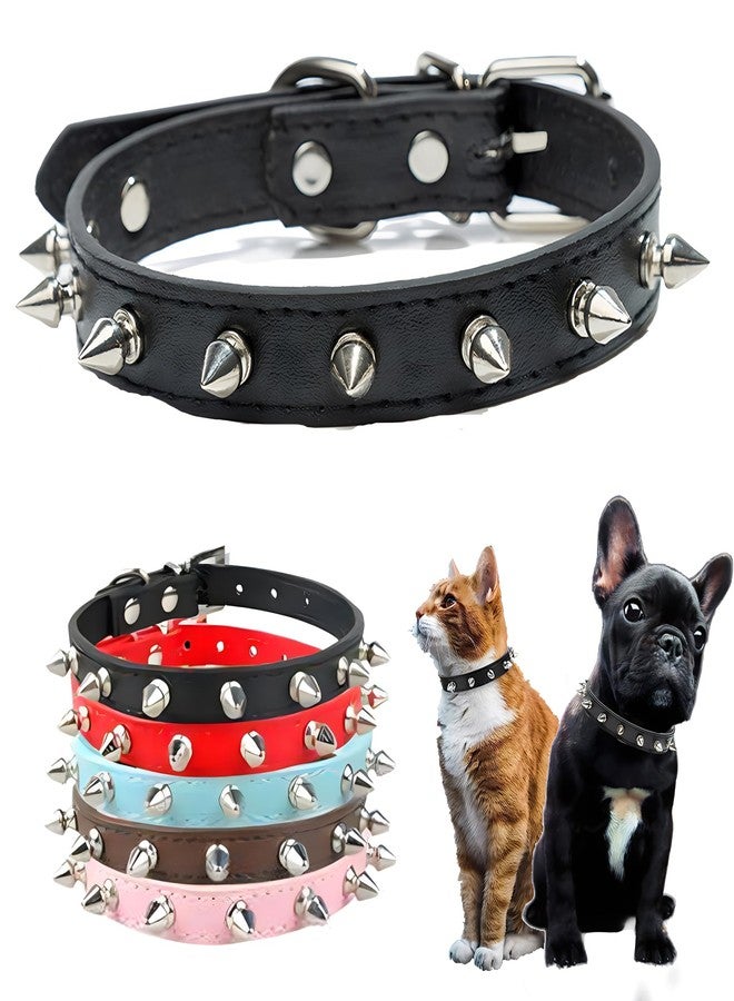 Weimostar Spiked Dog Collar for Small Dogs,Soft Pu Leather Rivet Spike Stud Studded Cat Collars Adjustable for XS Small Breed Girl Boy Pet Teacup Mini Tiny Puppy Kitten Black S - Image 1